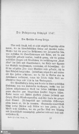 Die Belagerung Leipzigs 1547