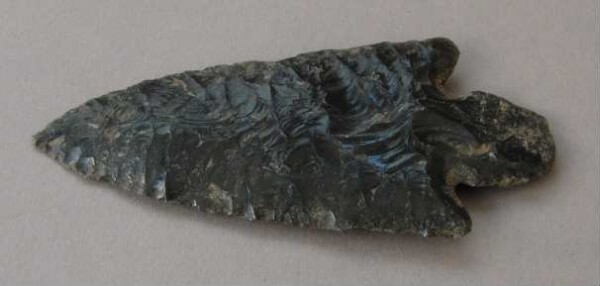 Arrowhead made from obsidian