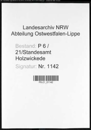Sterberegister Standesamt Holzwickede