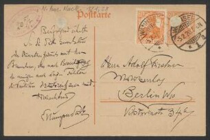 Postkarte an Otto Fürstner : 05.02.1920