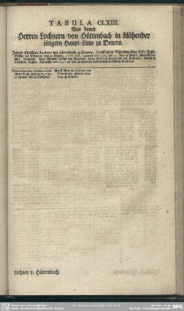 Tabula CLXIII. Von denen Herren Lochnern von Hüttenbach in blühender jüngern Haupt-Linie zu Deuern