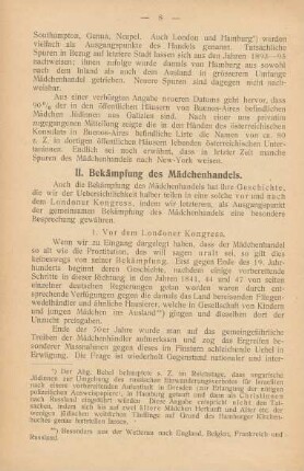 II. Bekämpfung des Mädchenhandels