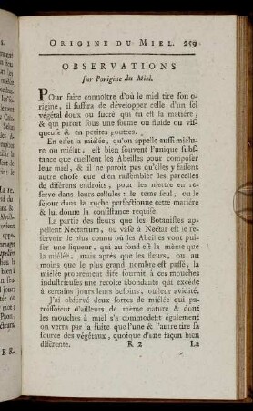 Observations sur l´origine du Miel.