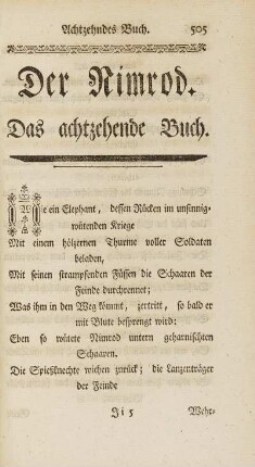 Das achtzehende Buch.