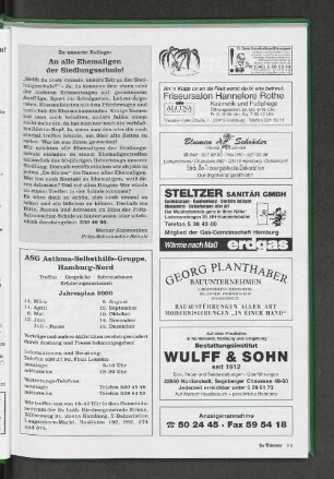 Zu unserer Beilage: An alle Ehemaligen der Siedlungsschule!