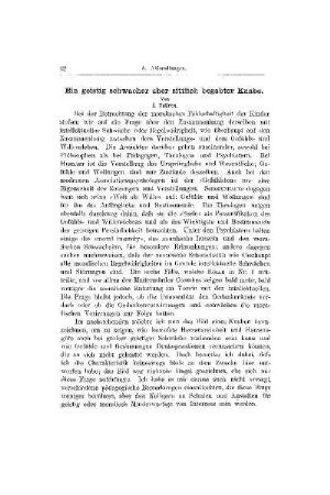 Ein geistig schwacher aber sittlich begabter Knabe