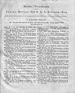 Monatsregister Juni 1809.