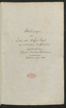 Abbildungen der Land- und Wasser-Vögel des nördlichen Deutschlands