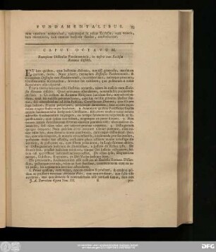 Caput Octavum. Exemplum Dissensus Fundamentalis, in nostris cum Ecclesiae Fomana dissidiis.