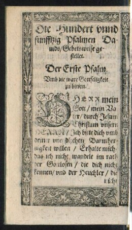 Die Hundert unnd funfftzig Psalmen Davids/ Gebetsweise gestellet.