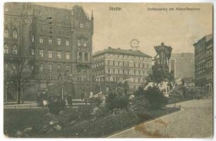 Stettin. Rathausplatz mit Manzelbrunnen