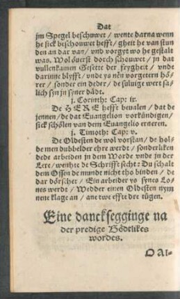 Eine dancksegginge na der predige Gödtlikes wordes.