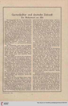 33: Gartenkultur und deutsche Zukunft : ein Mahnwort an Alle