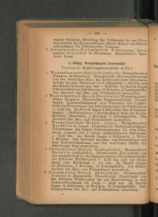 e) Königl. Wasserbauamt Eberswalde