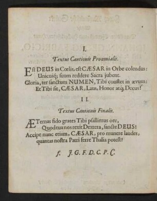 II. Textus Cantonis Finalis.