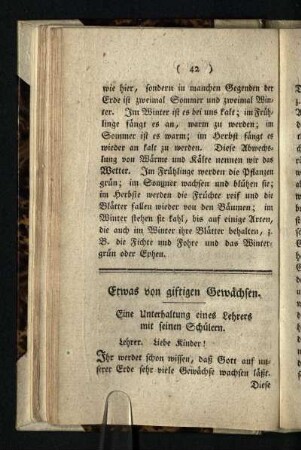 Etwas von giftigen Gewaechsen: Eine Unterhaltung eines Lehrers mit seinen Schuelern