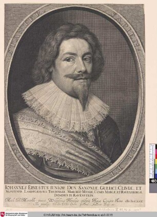 Johannes Ernestus Junior. Dux Saxoniae; [Porträt des Johann Ernst I., Herzog von Sachsen-Weimar]