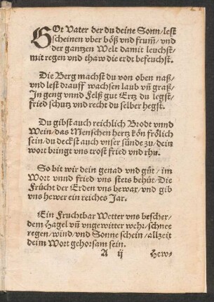 GOt Vater der du deine Sonn/ lest || scheinen vber böß vnd frum/