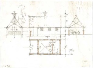 Döllgast, Hans; Pfändhausen (Bayern); Kath. Pfarrkirche - Schnitt; Ansichten; Grundriss