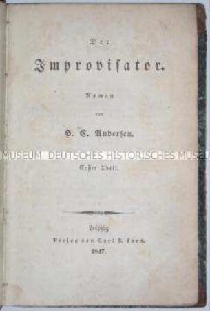 Erstlingsroman von Hans Christian Andersen (Band 1)