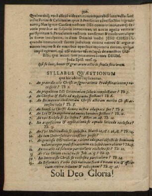 Syllabus Quaestionum quae hic obiter explicantur.
