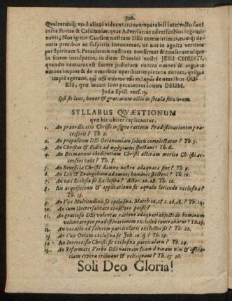 Syllabus Quaestionum quae hic obiter explicantur.