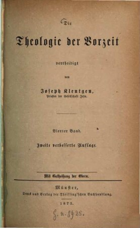 Die Theologie der Vorzeit, 4