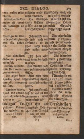 Dialogus Trigesimus Primus = Das Ein und Dreyssigste Gespräche = Trzydziesta y pierwßa Rozmowa