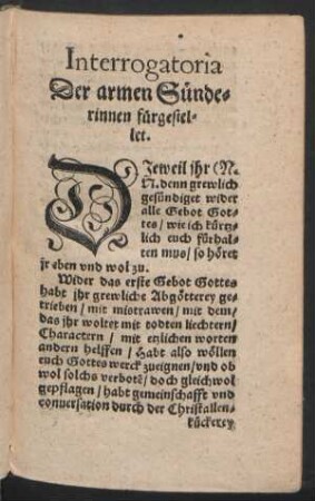 Interrogatoria Der armen Sünderinnen fürgestellet.