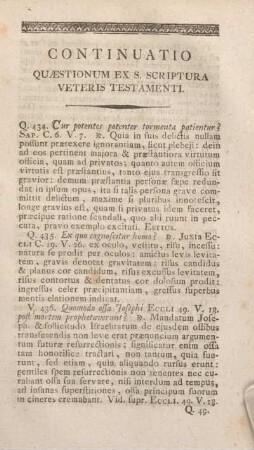 Continuatio Quaestionum Ex S. Scriptura Veteris Testamenti.