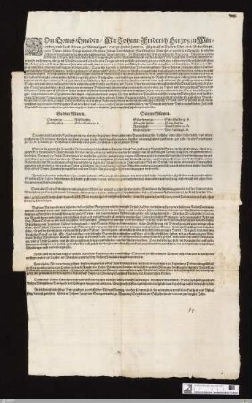 Von Gottes Gnaden, Wir Johann Friderich Hertzog zu Würtemberg vnd Teck ... Fügen allen Vnsern Ober: vnd VnderAmptleuten, Vögten ... zuwissen ... : Geben in Vnserer Hauptstatt Stuttgardten den 12. Monatstag Decembris, im Sechzehenhundert ein vnd zweintzigsten Jahr