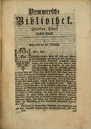 J. C. Dähnerts Pommersche Bibliothek. 3. 1752