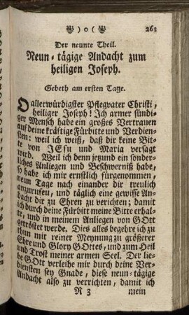 Der neunte Theil. Neun-tägige Andacht zum heiligen Joseph