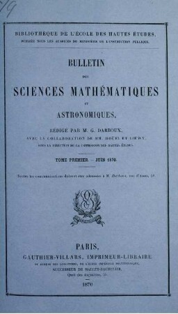 Tome Premier. - Juin 1870.