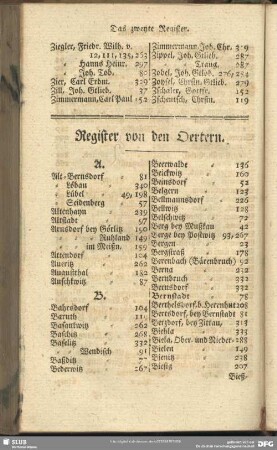 Register von den Oertern