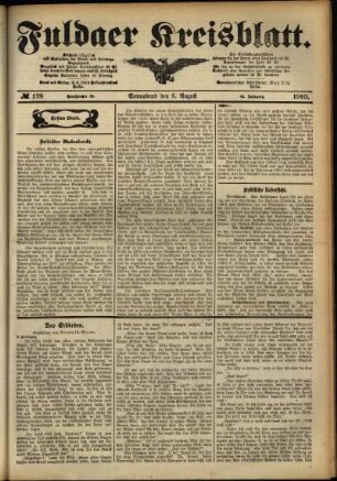 Erste Ausgabe vom Samstag, den 06. August 1910.