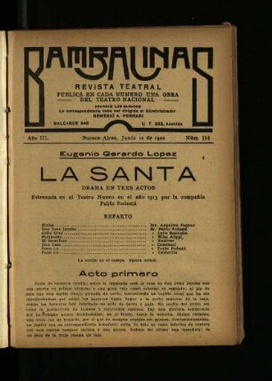La santa : drama en tres actos
