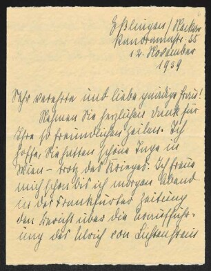 Brief von Lilly Bechtle an Margarete Hauptmann