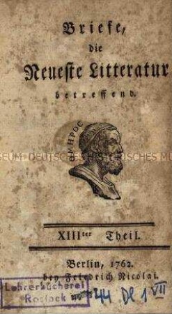 Briefe, die neueste Literatur betreffend, Jg. 1762