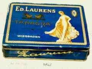 Blechdose für 100 Stück Zigaretten "ED. LAURENS 'TANAGRA' ALEXANDRIE LE CAIRE"