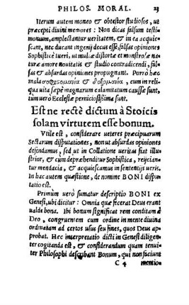 Est ne recte ductun a Stoicis solam virtutem esse bonum