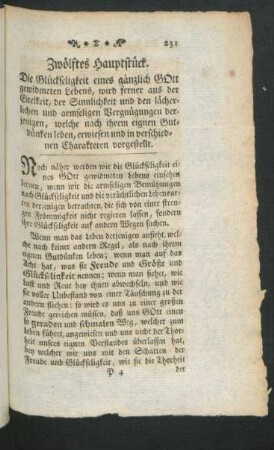 Zwölftes Hauptstück. Die Glückseligkeit eines gänzlich GOtt gewidmenten Lebens, wird ferner...