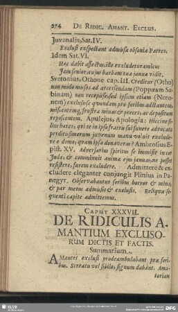 Caput XXXVII. De Ridiculis Amantium Exclusorum Dictis Et Factis