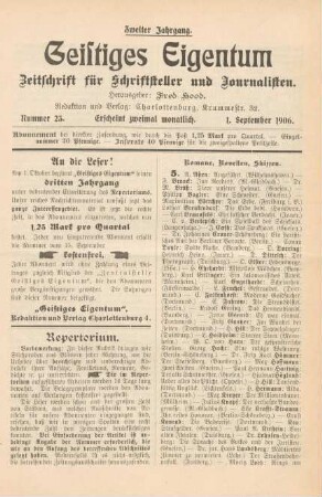 Nummer 23 (1. September 1906)