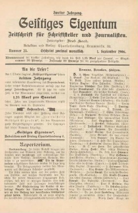 Nummer 23 (1. September 1906)