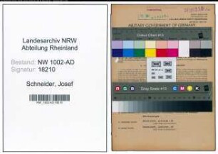 Entnazifizierung Josef Schneider, geb. 19.12.1900 (Sparkassenangest.)