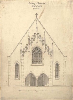 Dolmetsch, Heinrich; Blaubeuren; Ev. Stadtkirche, Restaurierung - Westseite (Ansicht)