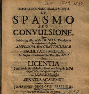Disputatio Inauguralis Medica, De Spasmo Sev Convulsione