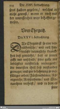 Die XXVI. betrachtung. Vom Ehrgeitz