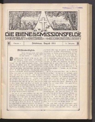 Nummer 8. Friedenau, August 1911. 78. Jahrgang